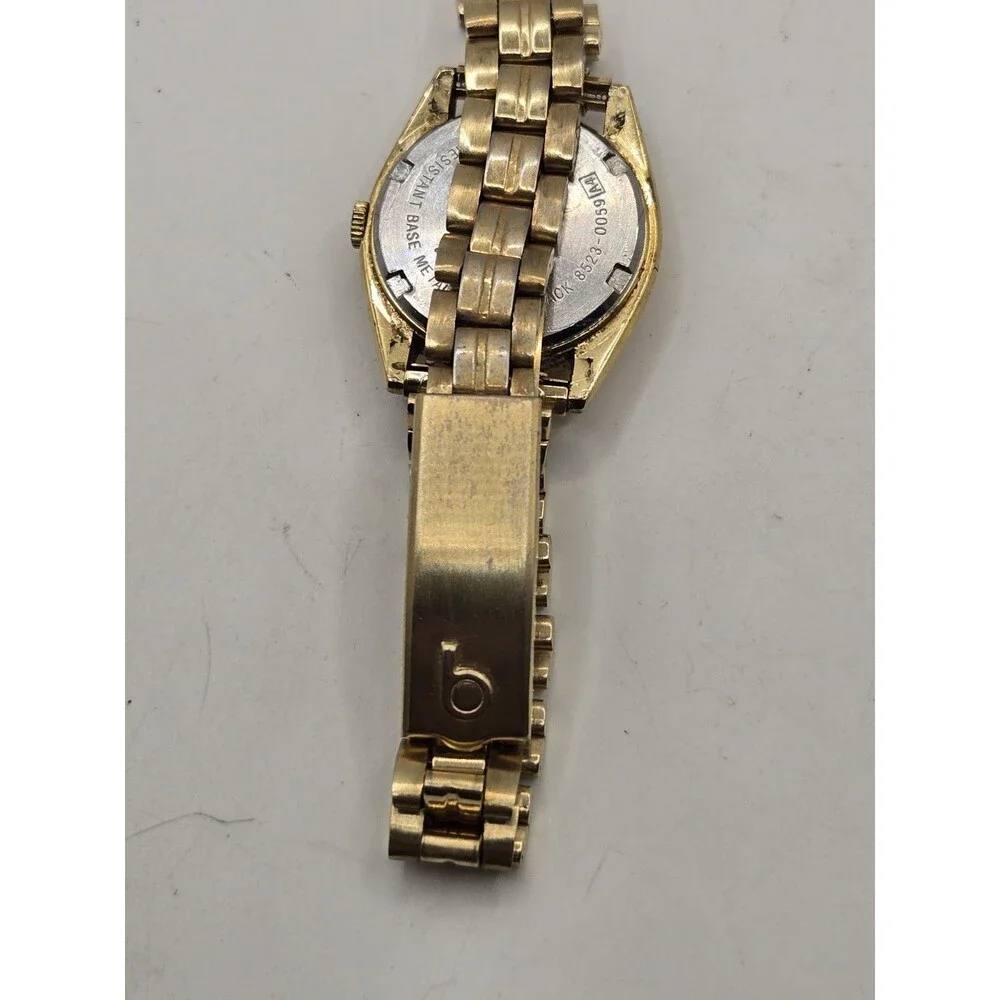 Seiko SQ Women 8523-0058 Day Date Fluted Two Tone Quartz 23mm Watch 6.5